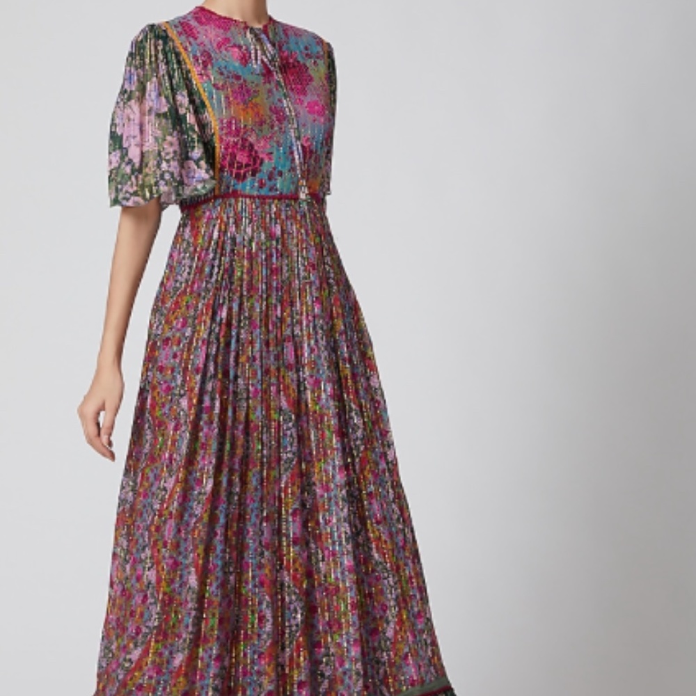 Siddhartha Bansal Emerald Green & Red Gathered Maxi Dress